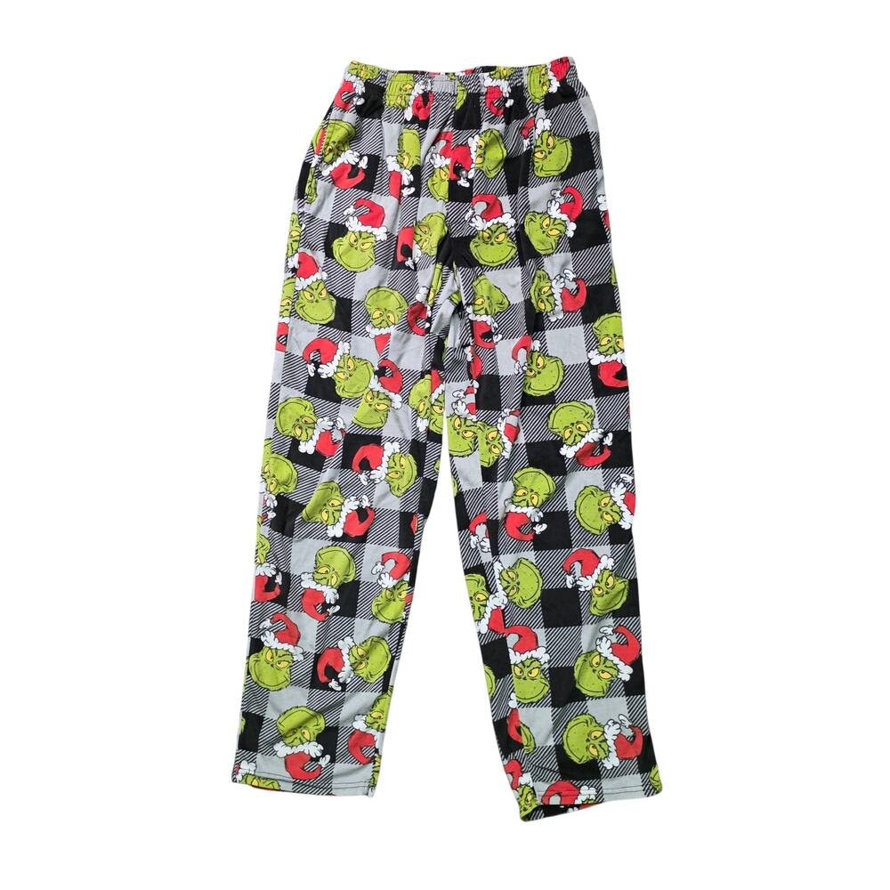 Dr. Seuss Grinch Pajama Pants Unisex Medium Gray Fleece Christmas Lounge